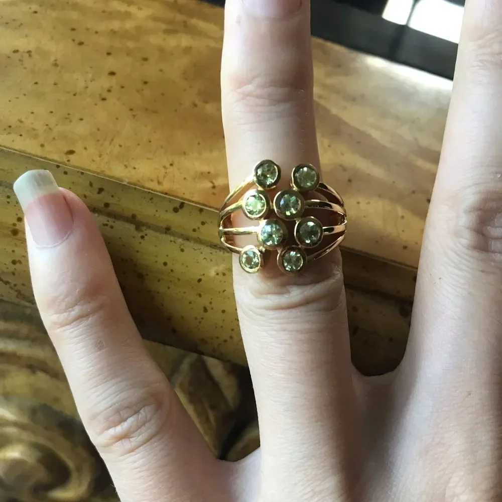 Natural Chrysoberyl Sterling Silver Bubble Ring Size 5